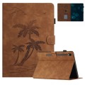 For Samsung Galaxy Tab S9 FE X510/X516B Coconut Tree Embossed Smart Leather Tablet Case(Brown)