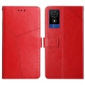 For TCL 502 Y-shaped Pattern Flip Leather Phone Case(Red)