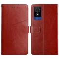 For TCL 502 Y-shaped Pattern Flip Leather Phone Case(Brown)