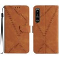 For Sony Xperia 1 VI Stitching Embossed Leather Phone Case(Brown)