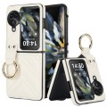 For OPPO Find N3 Flip V-shaped PU Hybrid TPU Ring Holder Phone Case(White)