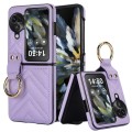 For OPPO Find N3 Flip V-shaped PU Hybrid TPU Ring Holder Phone Case(Purple)