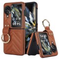 For OPPO Find N3 Flip V-shaped PU Hybrid TPU Ring Holder Phone Case(Brown)