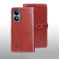 For ZTE Blade A33S idewei Crocodile Texture Leather Phone Case(Red)