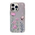 For iPhone 13 Pro Max Cooling Flash Feather TPU + PC Phone Case(Butterfly Flowers)