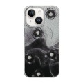 For iPhone 13 Cooling Flash Feather TPU + PC Phone Case(Ink Rose)