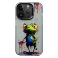 For iPhone 15 Pro Max Painted Color Ink Animals TPU Phone Case(Graffiti Frog)
