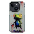 For iPhone 15 Plus Painted Color Ink Animals TPU Phone Case(Graffiti Frog)