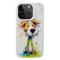For iPhone 14 Pro Painted Color Ink Animals TPU Phone Case(Graffiti Dog)