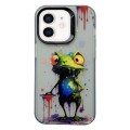 For iPhone 12 Painted Color Ink Animals TPU Phone Case(Graffiti Frog)