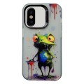 For iPhone X / XS Painted Color Ink Animals TPU Phone Case(Graffiti Frog)