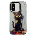 For iPhone X / XS Painted Color Ink Animals TPU Phone Case(Black Cat)