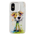 For iPhone XS Max Painted Color Ink Animals TPU Phone Case(Graffiti Dog)