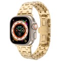 For Apple Watch Ultra 49mm Double T Stainless Steel Watch Band(Gold)