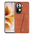 For OPPO Reno11 5G Global Double Buckle Card Slots Magnetic Phone Case(Brown)