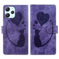 For Xiaomi Redmi 12 Pen Heart Cat Embossed Leather Phone Case(Purple)