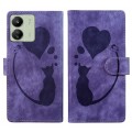 For Xiaomi Poco C65 / Redmi 13C 4G/5G Pen Heart Cat Embossed Leather Phone Case(Purple)