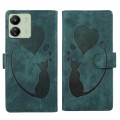 For Xiaomi Poco C65 / Redmi 13C 4G/5G Pen Heart Cat Embossed Leather Phone Case(Green)