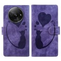 For Xiaomi Redmi A3 Pen Heart Cat Embossed Leather Phone Case(Purple)