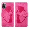 For Xiaomi Redmi Note 10S Pen Heart Cat Embossed Leather Phone Case(Pink)