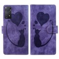 For Xiaomi Redmi Note 11 Pro 5G Pen Heart Cat Embossed Leather Phone Case(Purple)