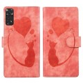 For Xiaomi Redmi Note 11S 4G / Note 12S Pen Heart Cat Embossed Leather Phone Case(Orange)