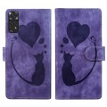 For Xiaomi Redmi Note 11S 4G / Note 12S Pen Heart Cat Embossed Leather Phone Case(Purple)
