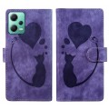 For Xiaomi Redmi Note 12 5G Global Pen Heart Cat Embossed Leather Phone Case(Purple)