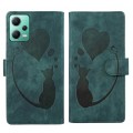 For Xiaomi Redmi Note 12 5G Global Pen Heart Cat Embossed Leather Phone Case(Green)