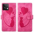 For Xiaomi Redmi Note 13 5G Pen Heart Cat Embossed Leather Phone Case(Pink)