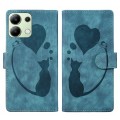 For Xiaomi Redmi Note 13 4G Pen Heart Cat Embossed Leather Phone Case(Blue)
