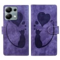 For Xiaomi Redmi Note 13 Pro 4G Pen Heart Cat Embossed Leather Phone Case(Purple)