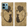 For Xiaomi Redmi Note 13 Pro 5G Pen Heart Cat Embossed Leather Phone Case(Apricot)