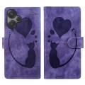 For Xiaomi Redmi Note 13 Pro+ Pen Heart Cat Embossed Leather Phone Case(Purple)
