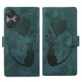 For Xiaomi Redmi Note 13 Pro+ Pen Heart Cat Embossed Leather Phone Case(Green)