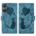 For Xiaomi Redmi Note 13 Pro+ Pen Heart Cat Embossed Leather Phone Case(Blue)