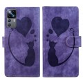 For Xiaomi 12T / 12T Pro Pen Heart Cat Embossed Leather Phone Case(Purple)