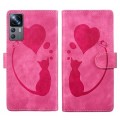 For Xiaomi 12T / 12T Pro Pen Heart Cat Embossed Leather Phone Case(Pink)