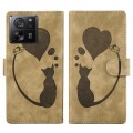 For Xiaomi 13T / 13T Pro Pen Heart Cat Embossed Leather Phone Case(Apricot)