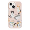For iPhone 15 Cartoon Film Craft Hard PC Phone Case(Cute Cats)