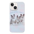 For iPhone 15 Plus Cartoon Film Craft Hard PC Phone Case(Three Cute Cats)