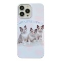 For iPhone 15 Pro Cartoon Film Craft Hard PC Phone Case(Three Cute Cats)