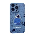 For iPhone 15 Pro Liquid Silicone Straight Side Phone Case(Blue Astronaut)