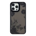 For iPhone 15 Pro Skin Feel Matte TPU+PC Shockproof Phone Case(Black Flower)