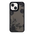For iPhone 14 Skin Feel Matte TPU+PC Shockproof Phone Case(Black Flower)