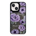 For iPhone 13 Skin Feel Matte TPU+PC Shockproof Phone Case(Purple Flower)