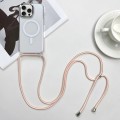 For iPhone 15 Pro Max MagSafe Magnetic PC + TPU Phone Case with Lanyard(Pink Gold)