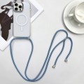 For iPhone 15 Pro Max MagSafe Magnetic PC + TPU Phone Case with Lanyard(Grey Blue)