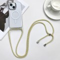 For iPhone 15 Plus MagSafe Magnetic PC + TPU Phone Case with Lanyard(Yellow Pink Grey)
