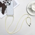 For iPhone 15 Plus MagSafe Magnetic PC + TPU Phone Case with Lanyard(Creamy White)